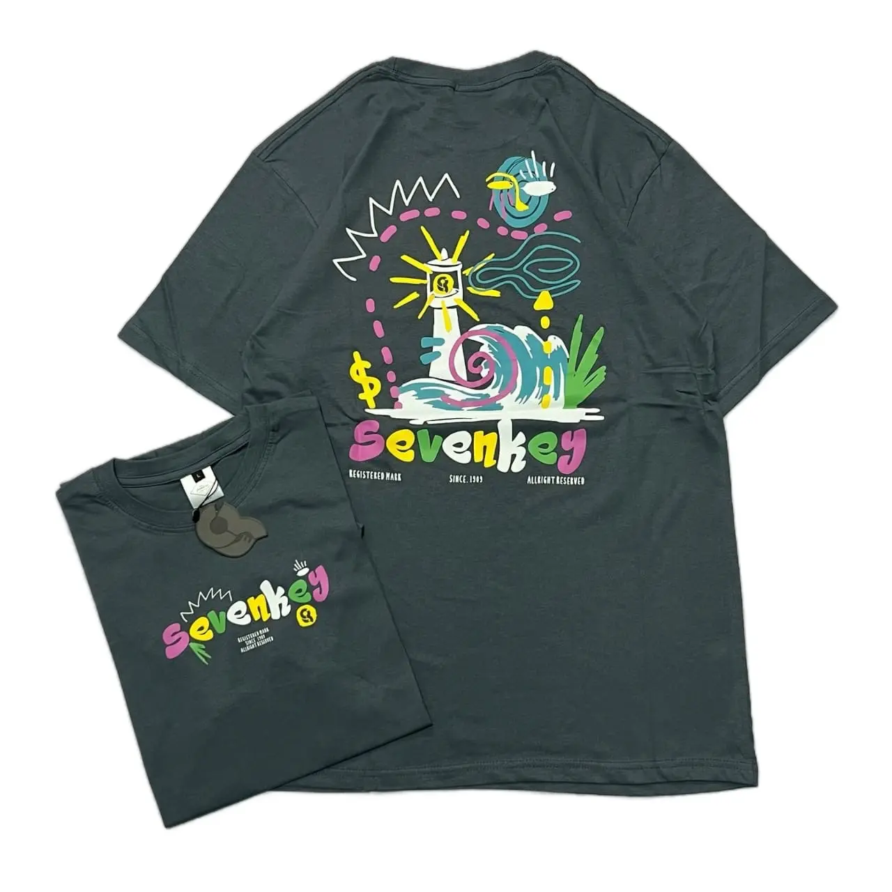 Kaos Pria | Kaos sevenkey T-Shirt Cotton Combed 30 Nyaman Sablon Tebal Baju Cowok Motif Hitam Pendeks | Atasan Distro Pria best seller Katun Lembut