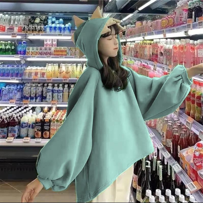 Dinos Sweater Hoodie Wanita Oversize - Sweater Wanita Korean Style Terbaru Polos 6