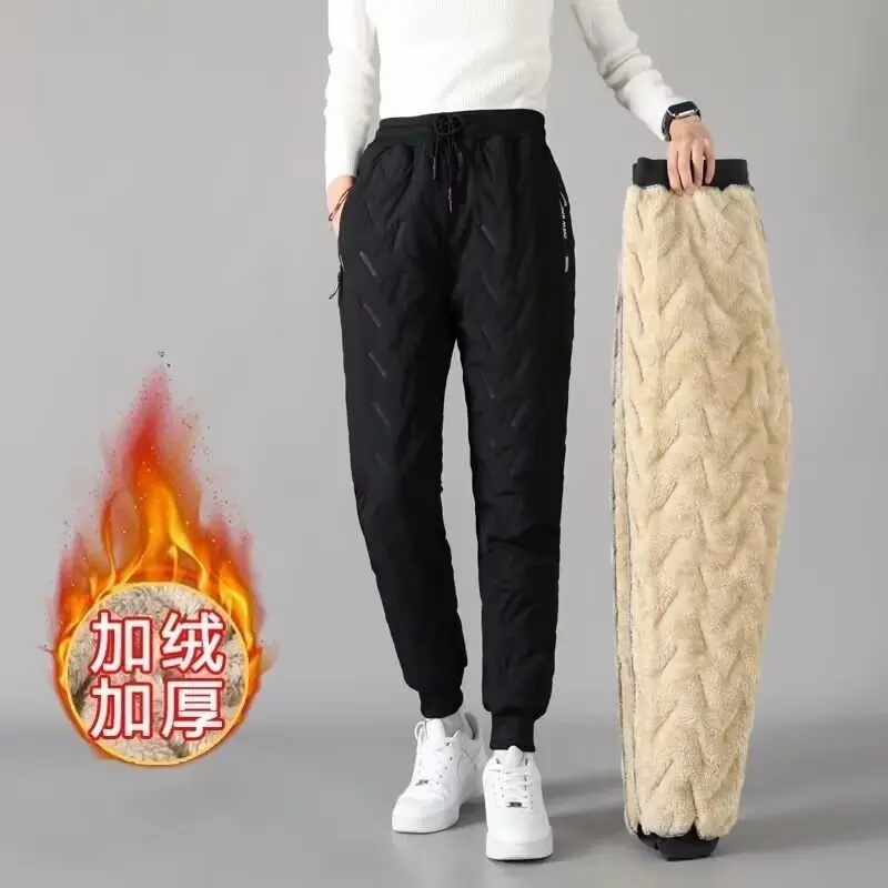 Quần Dài Cashmere, Dành Cho Nam Giới, Mùa Đông, Hàng Mới Về, Lót Lông Cừu, Dày Dặn, Quần Thường Ngày Dáng Rộng, Ngoại Cỡ, Độn Bông, Quần Dài Giữ Nhiệt
