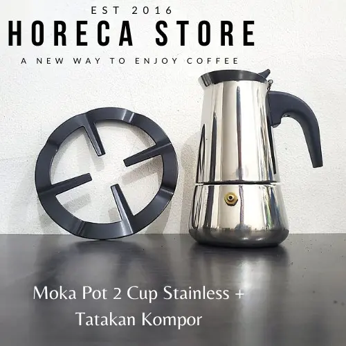 Moka Pot Stainless Pembuat Espresso dengan Tatakan Kompor