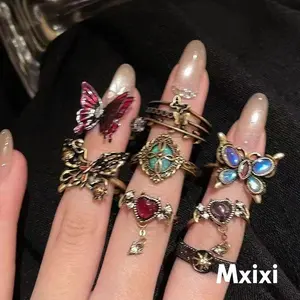 [Mxixi] Cincin Kupu-Kupu Bunga Matahari Retro Buka Jari Telunjuk Fashionable X161