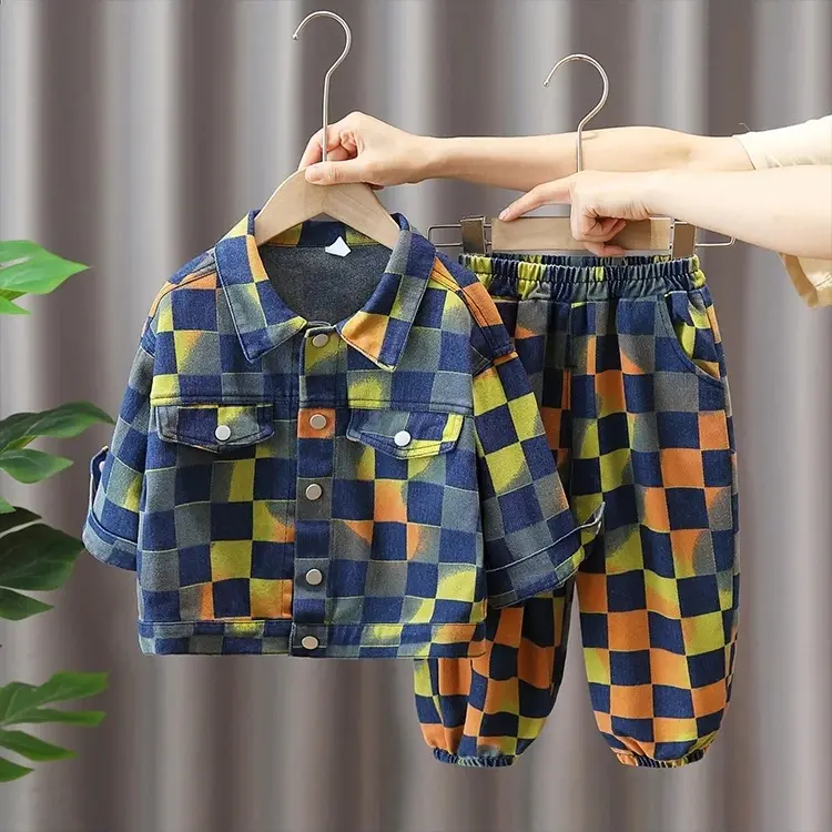 Quần Áo Mùa Thu Cho Bé Trai, Bộ Đồ Denim, Quần Áo Đẹp Trai Mới, Thích Hợp Cho Mùa Xuân Và Mùa Thu, Bộ Đồ Hai Mảnh Sọc Cho Trẻ Em 5