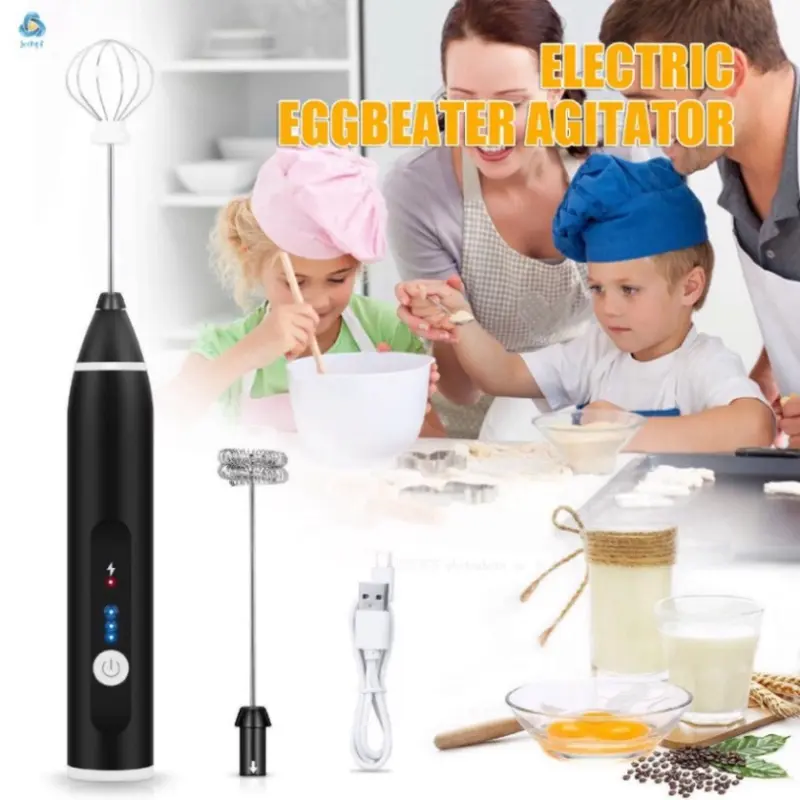 Máy tạo bọt cafe 3 tốc độ, máy đánh trứng cầm tay không giây, hỗ trợ sạc pin tiện lợi sử dụng 2