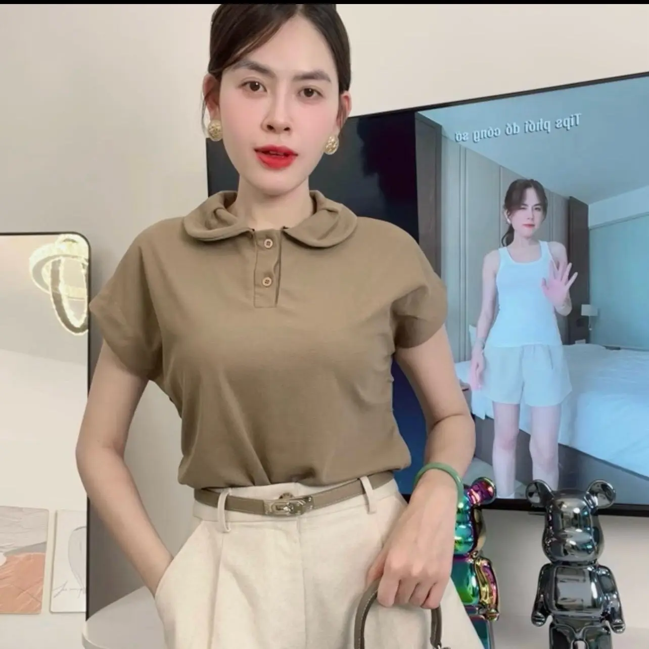 [ GIÁ THLÝ LẺ SIZE XL ]  Áo tổ ong màu nâu tây bán chạy