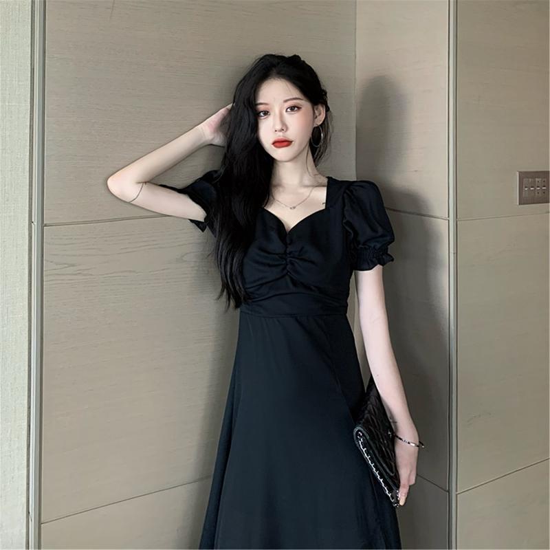 7892 summer dress biru langit korean style formal dress gereja wanita kristen elegant midi dress lengan pendek 8