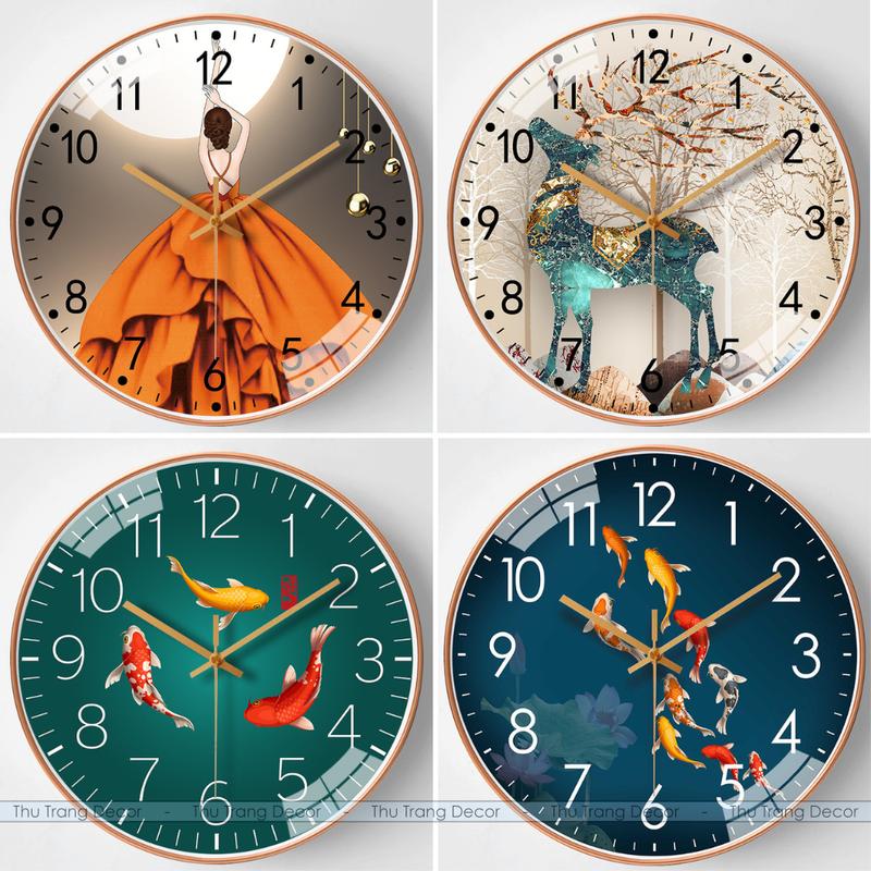  Đồng Hồ Tròn Treo Tường Phong Cách Hiện Đại Đồng Hồ Tráng Gương 5D Cao Cấp 