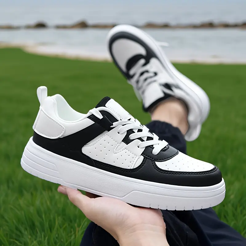 Men'S & Women'S Fashion Sneakers, Preppy Trendy Style, All-Season Low Top Lace-Up Shoes, Solid Striped Pattern, Faux Upper, Fabric Inner, EVA Sole, Cloth Insole, Round Toe for Outdoor, Beach, Daily Wear 6