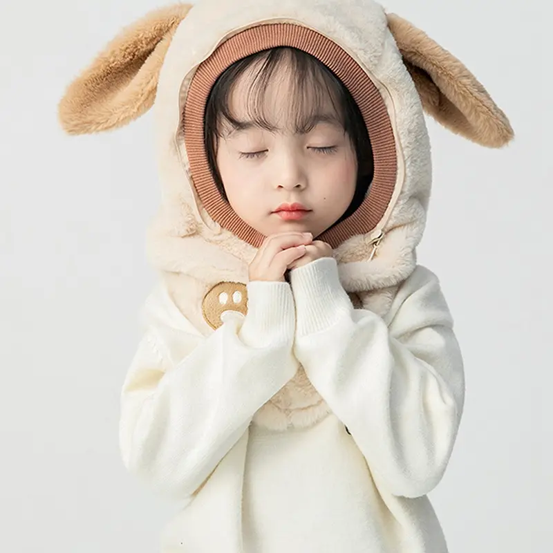 (Set Mũ + Kính Chắn Gió) Trùm Đầu và Cổ Bằng Vải Lông Cừu Mềm Mại Giữ Ấm Cho Bé Từ 3-12 Tuổi 1