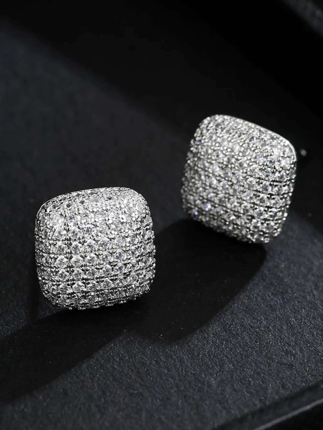 Square Shaped Rhinestone Decorated Stud Earrings, Fashionable Jewelry for Women, Casual Jewelry for Party, Daily Decor, Trendy All-match & Exquisite Jewelry for Birthday Gift