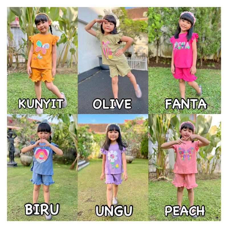 Lucuna Setelan Anak Cewek Amena Size 1-5 Tahun Katun Perempuan baju  anak cewek 4–5 5