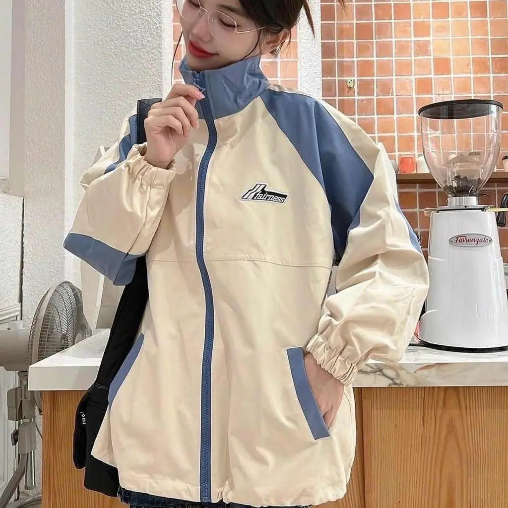 Áo khoác dù mero 2 lớp cổ bẻ thêu chữ phối màu ad650 unisex ulzzang nam nữ