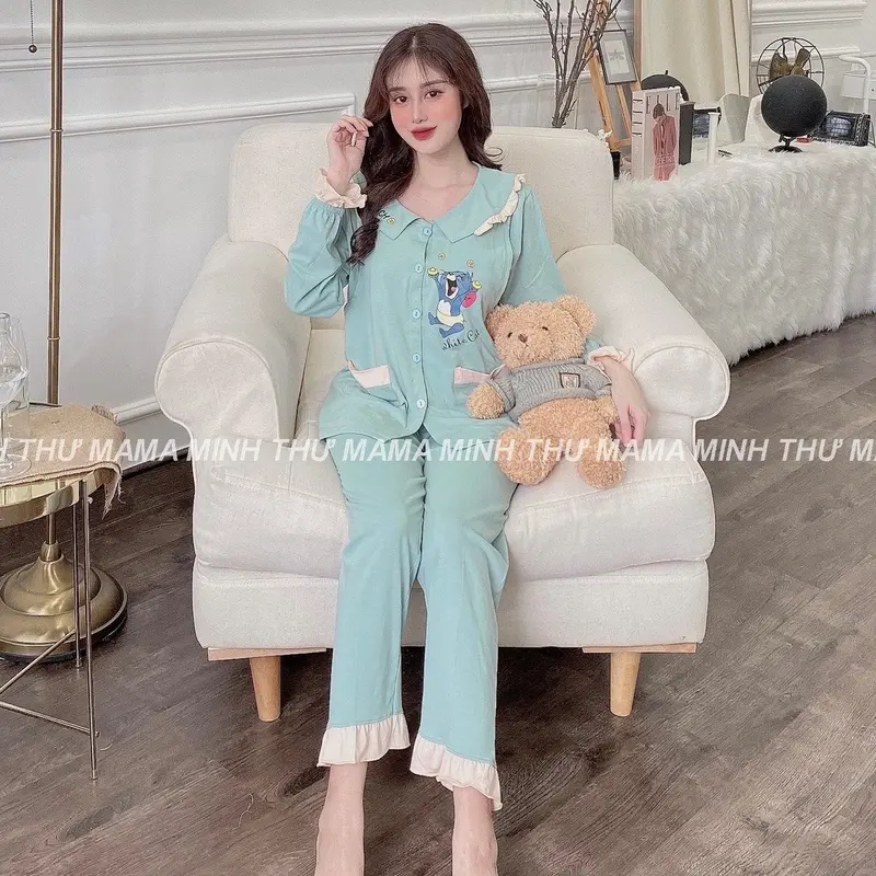 Bộ bầu - bộ sau sinh - cho con bú - 2 chức năng - chất liệu thun co giãn( mèo tom - QDTD ) 5