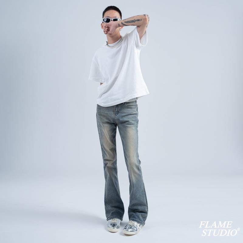 Flare Denim In Dust Blue - Quần Jeans Nam Ống Loe Màu Dust Blue Menswear quần  jeans