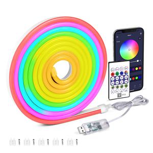 RGBIC LEDのネオンライトストリップ、リモート・コントロール、App制御、家党祝祭のための装飾ライトが付いている1カウント5 V USBによって動力を与えられる防水LEDライトストリップ