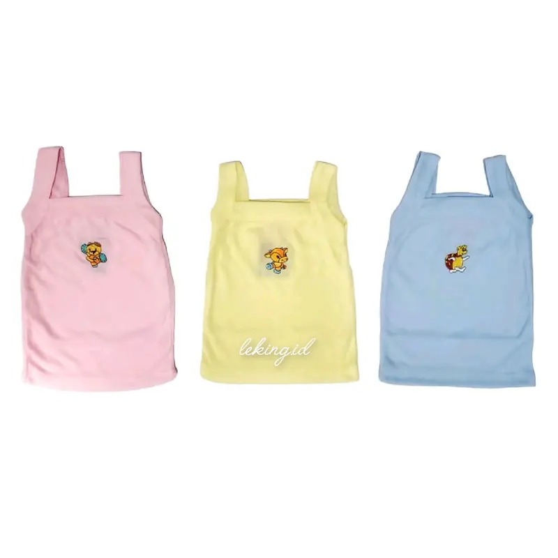 Grosir 12 PCS / 1 Lusin Kaos Dalam Anak Bordir Warna Soft / Enji Muda Bordir 2