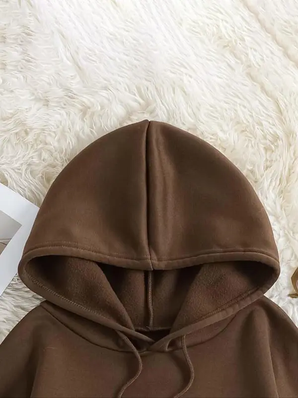Women's Christmas Gingerbread Man & Letter Print Drop Shoulder Drawstring Hoodie, Fashion Casual Pocket Long Sleeve Hooded Sweatshirt for Daily Holiday Outdoor Wear, Women Clothing for Fall & Winter 2