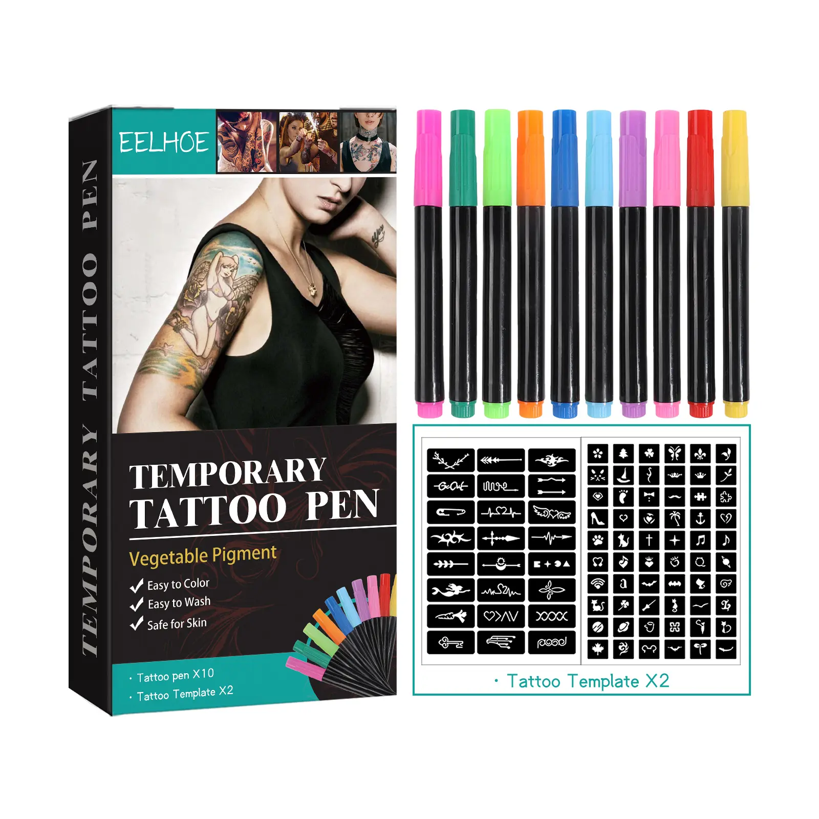 Eelhoe Temporary Tattoo Pen Suit Face Arm Body Multicolor Painted DIY Makeup Graffiti Decoration Tattoo Pen