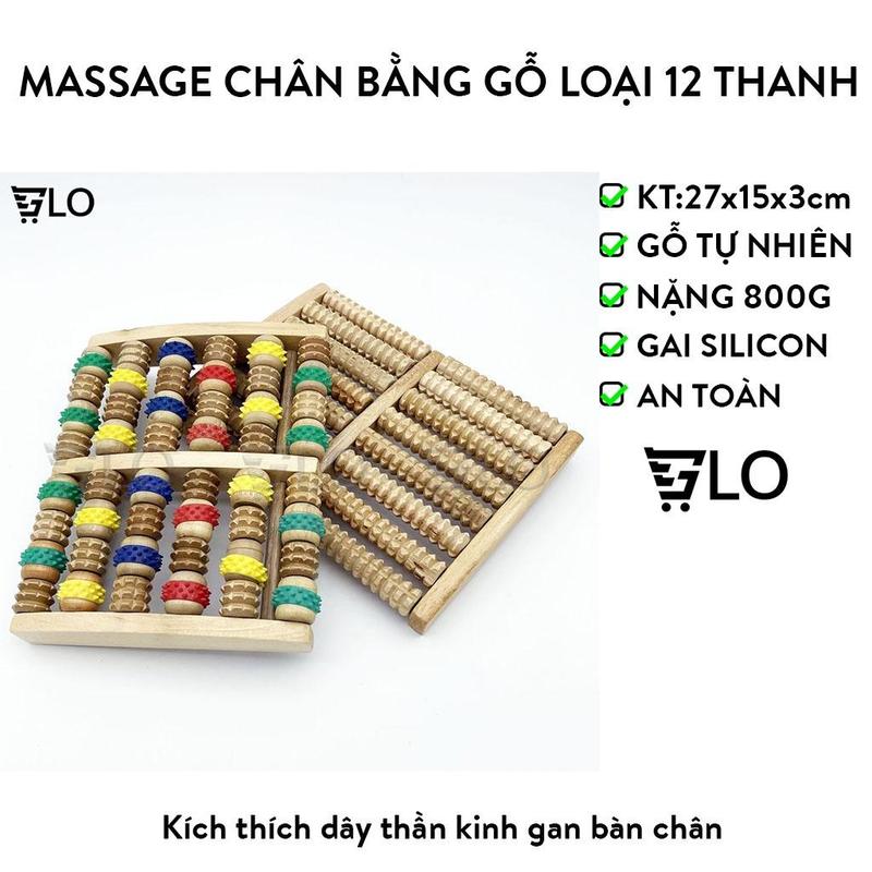 Bàn Lăn Massage Chân Bằng Gỗ Loại 12-16 Thanh