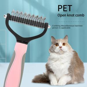 Sikat Haiwan Peliharaan, untuk Anjing dan Kucing, Sikat Menanggalkan Simpulan, Dua Sisi, Keluli Tahan Karat, Anti-Cedera, Penanggal Bulu, Sesuai untuk Kegunaan Haiwan Peliharaan