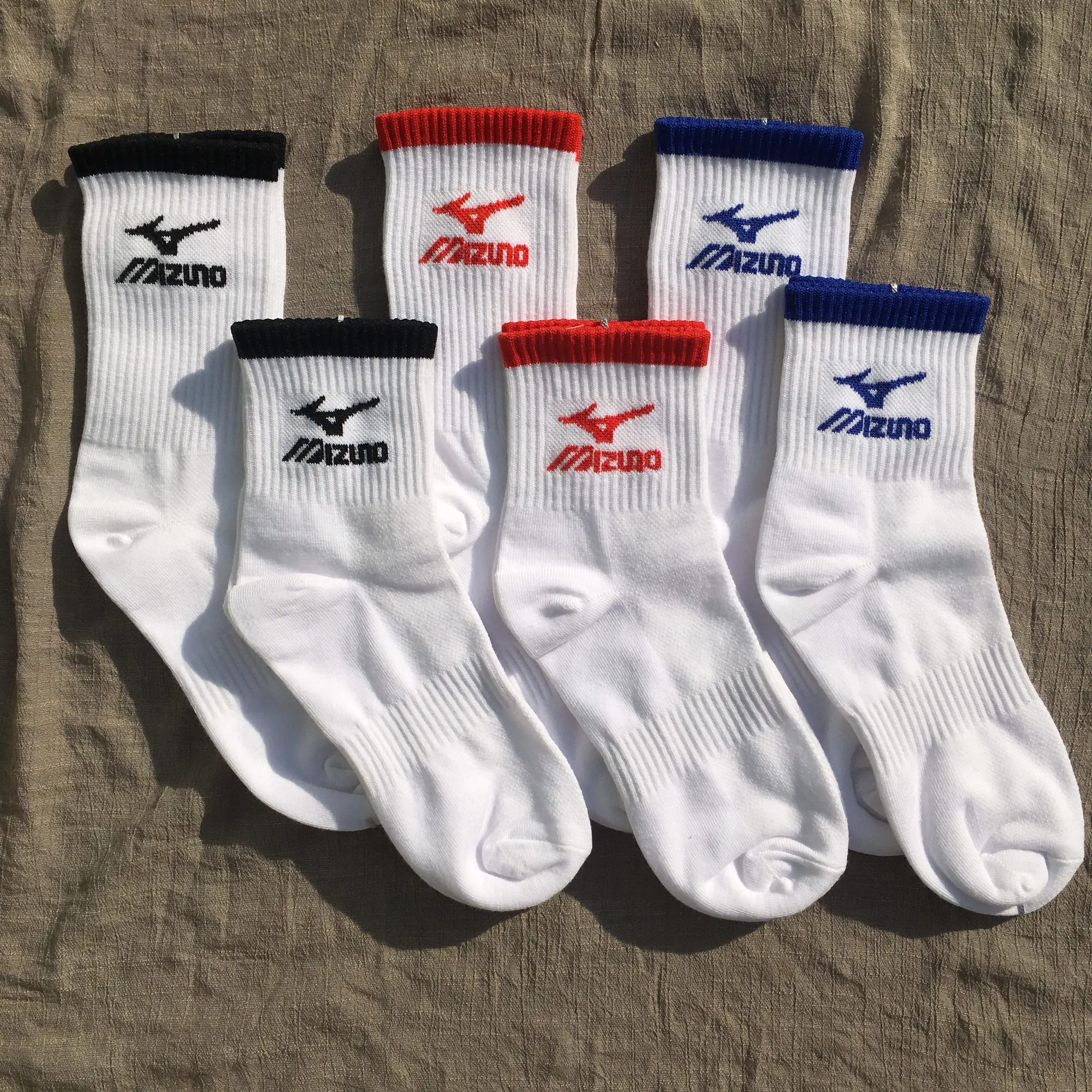 Tất Vớ Mizuno viền màu cổ cao , cổ trung nam , nữ phong cách Hàn Quốc