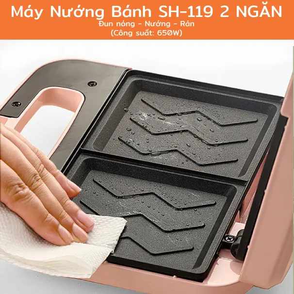 Máy Nướng Bánh Mì Sandwich Rán Trứng Rán Thịt Làm Đồ Ăn Sáng 1 và 2 Ngăn Làm Nóng Nhanh Phù Hợp Cho Gia Đình | Phụ Kiện Thông Minh 247 VN 7