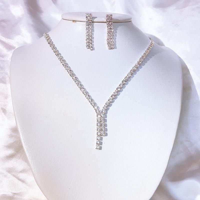 (MUA 1 TẶNG 1) Mua 1 Vòng cổ Đính Hạt Sang Trọng Cho Cô Dâu tặng 1 bông tai Mino accessory Women Nữ Trang Sức ms4kk Hoa Tai Khuyên Tai  Hat Nhẫ