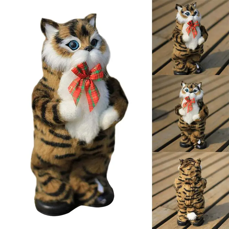 ตุ๊กตาแมวไฟฟ้า สีเหลือง จำลองน่ารัก ร้องเพลงและเต้นรำ เหมาะสำหรับเป็นของขวัญสำหรับเด็ก ของเล่นแบบโต้ตอบ ของขวัญวันเกิด ทองอ