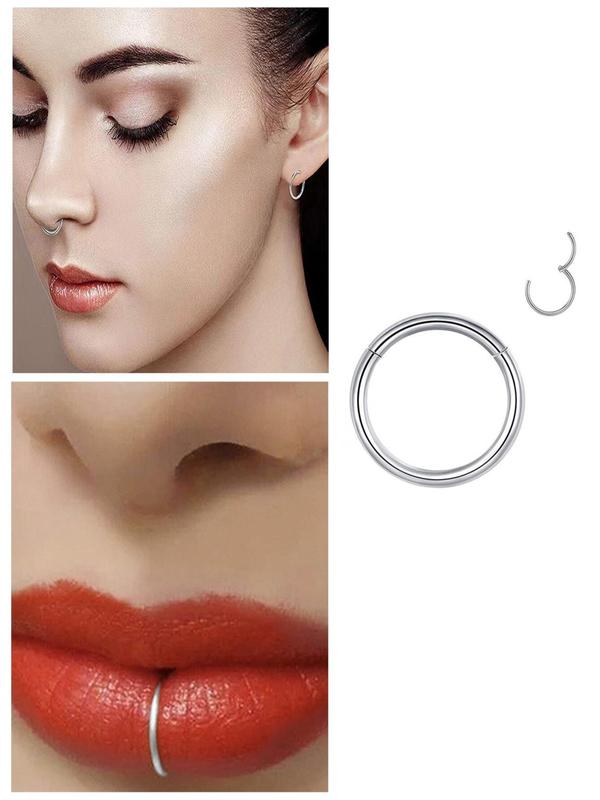 Multi-functional Round Ring Nose Stud,  Stainless Steel Body Jewelry for Men & Women for Party, Daily Clothing Decor, Minimalist Aesthetic Jewelry Gift for Holiday 2