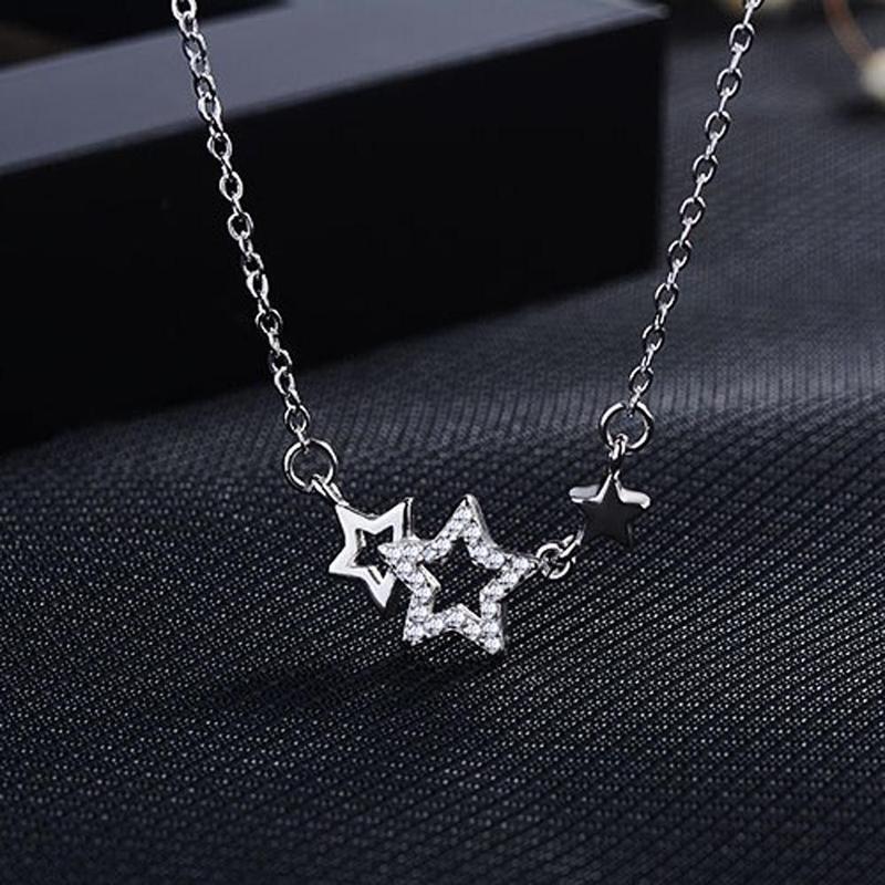 Product Introduction of Trendy Sweet Temperament Adjustable For Girls  Woman Clavicle Choker Neck Jewelry Star Pendant Korean Chain Necklaces 11