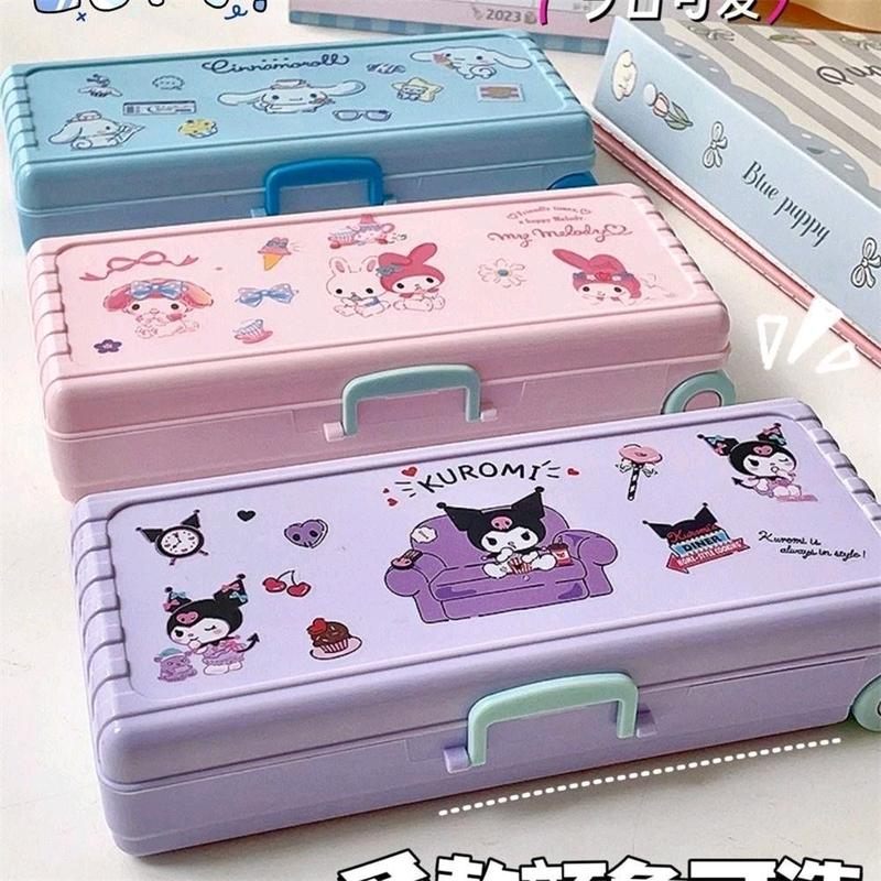 Hộp đựng bút Hai Tầng Hình Kuromi dễ thương với chất liệu PP bền chắc 3