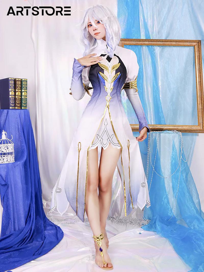 Product Introduction of Trang Phục Hóa Trang, Furina Cosplay Trò Chơi Genshinimpact Focalors, Tóc Giả Nhập Vai Trò Chơi Thần Nước Fontaine, Phim Hoạt Hình Với Đạo Cụ Anime 13