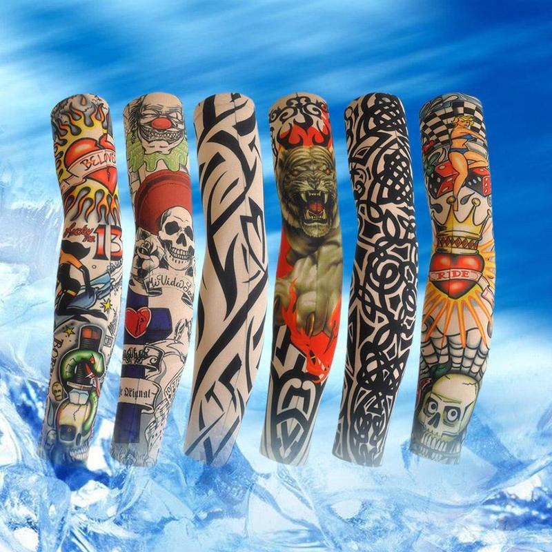 Tay Áo Hình Xăm, 6 Chiếc, Chống Tia UV, Chống Bụi, Bao Tay, Tay Áo Cánh Tay, Thích Hợp Cho Xe Máy Và Xe Đạp, Dành Cho Nam Giới