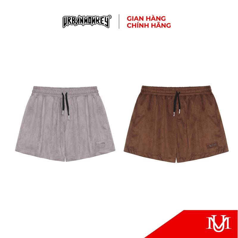 Quần Short URBAN MONKEY Basic Suede Short Metal Logo Form Regular Nam Nữ Da Lộn 2 Phối Màu