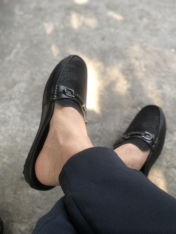 S04 Giày Sục Da Nam Vân Nhám Màu Đen Đế Bằng Cao Su Khâu Viền Cực Chất ; sục nam giày moca