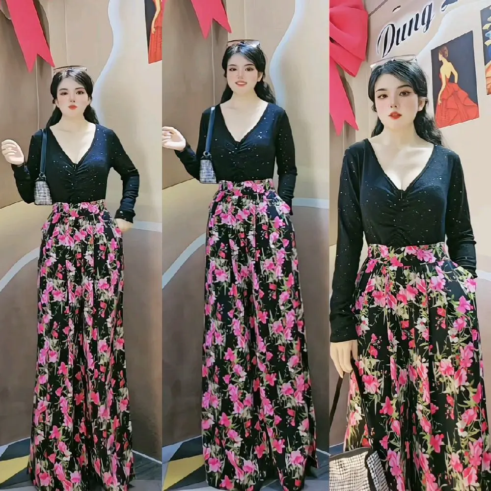[Q1-ống 42-DÂY KÉO sau ] _QUẦN MANGO ỐNG RỘNG GIẢ VÁY - ĐO EO CAO Ong 42 103cm- FOM TO LÙI SIZE