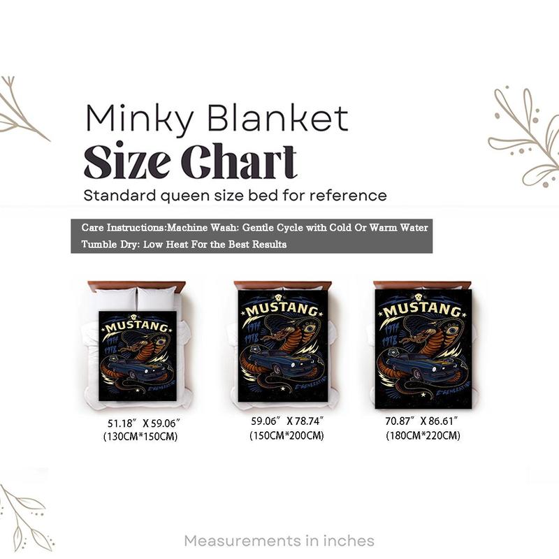 Mustang Snake Pattern Blanket, Soft Comfortable Throw Blanket, Cool Bedroom Bedding Blankets, Warm Napping Blanket for Home Office Travel Camping 1