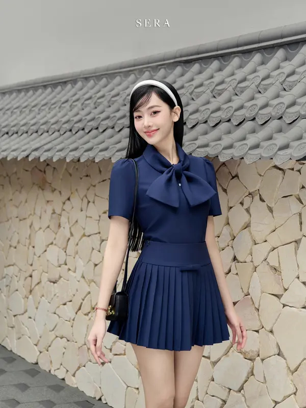 SERA - Chân váy xếp ly đính nơ JOLIE - Thiết kế 2 lớp với vải đứng form 6