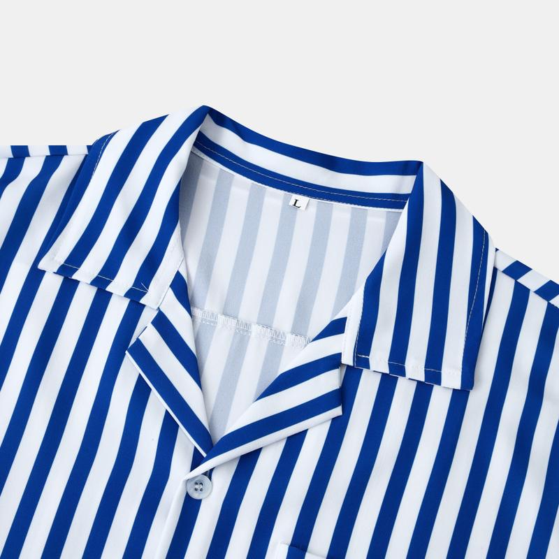 Product Introduction of Cozy Up Men's Short Sleeve Casual Striped Button Down Shirt for Summer Beach Yoga 6
