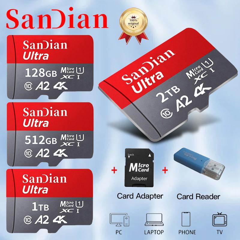 Thẻ nhớ Chính Hãng Thẻ SD 2TB Tốc độ cao 128GB 256GB Lớp 10 Thẻ SD mini Thích hợp cho Điện thoại Máy ảnh Máy tính bảng Máy bay không người lái Thẻ Flash SD