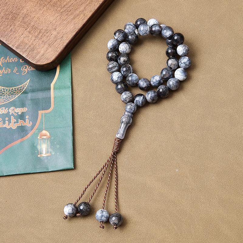 Product Introduction of [LIMITED] Islamic Prayer Beads 33 Natural Coconut – Cracked Texture Misbaha Dhikr Counter, Handcrafted Muslim Accessory for Women/Men 6