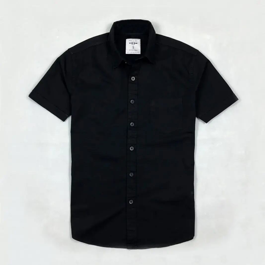 Áo sơ mi nam tay ngắn màu đen vải Oxford Nexx&Dee big size 2XL SM04