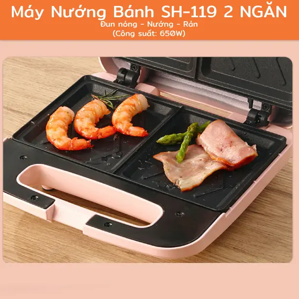 Máy Nướng Bánh Mì Sandwich Rán Trứng Rán Thịt Làm Đồ Ăn Sáng 1 và 2 Ngăn Làm Nóng Nhanh Phù Hợp Cho Gia Đình | Phụ Kiện Thông Minh 247 VN 2