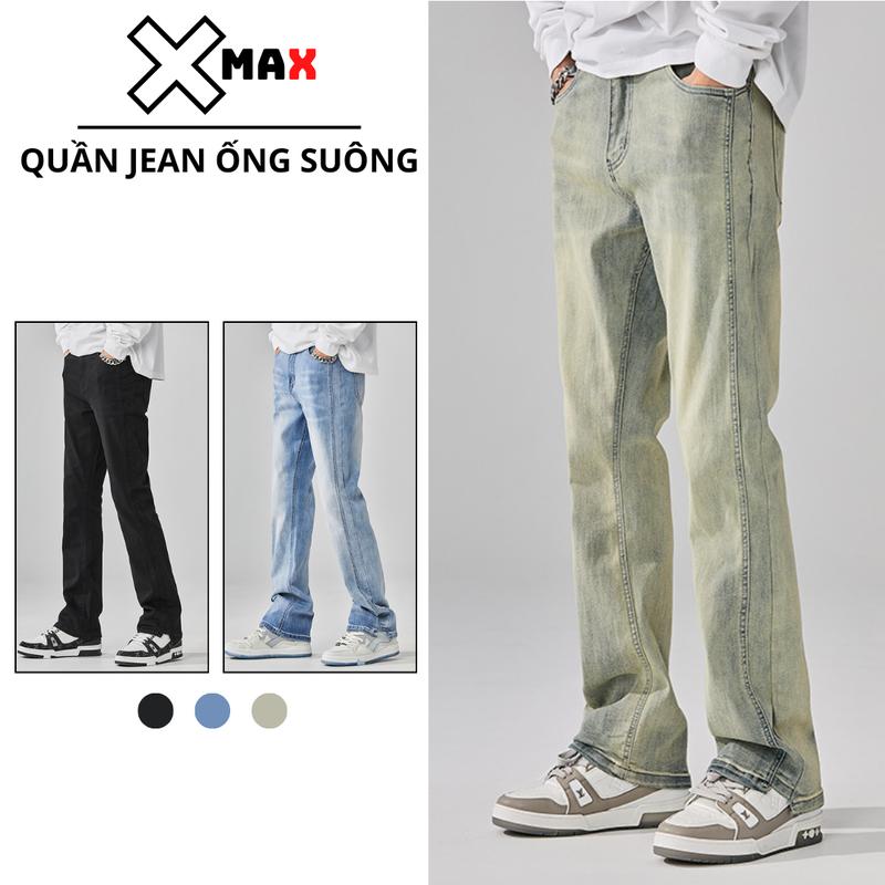 Quần jean nam ống suông dài loe nhẹ Xmalab vải bò co giãn phong cách thể thao B120 Menswear Pants