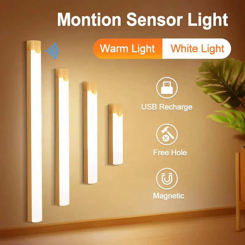 Motion Sensor Light Wireless LED Light USB Rechargeable Closet Lamp Magnetic Night Light for Wardrobe Cabinet Bedroom