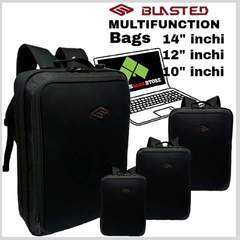 Tas laptop selempang ransel 3 in multifungsi blasted 10/12/14" 0
