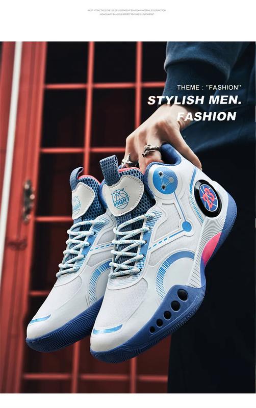 Product Introduction of 2023 new basketball shoes for men breathable mesh sport shoes thick sole anti-slip training sneakers for men size 35-45 37
