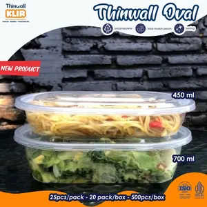 Thinwall Oval KLIR 450ml 700ml / Tempat Makan Plastik Thinwal Spaghetti Snack Makanan