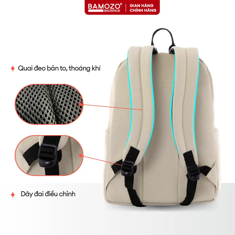 Balo Đi Học Nam Nữ  Bamozo Basic Backpack - Balo Đựng Laptop 15.6 Inch - Trượt Nước Chống Sốc Tốt - Balo Canvas Nhiều Màu chỉ giặt tay khỏe mạnh 4