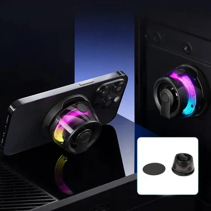 Magnetic Mini Wireless Speaker, 5W Wireless Speaker with RGB Light, Portable Phone Holder for Travel, Golf Cart, Compatible with iPhone, Audio