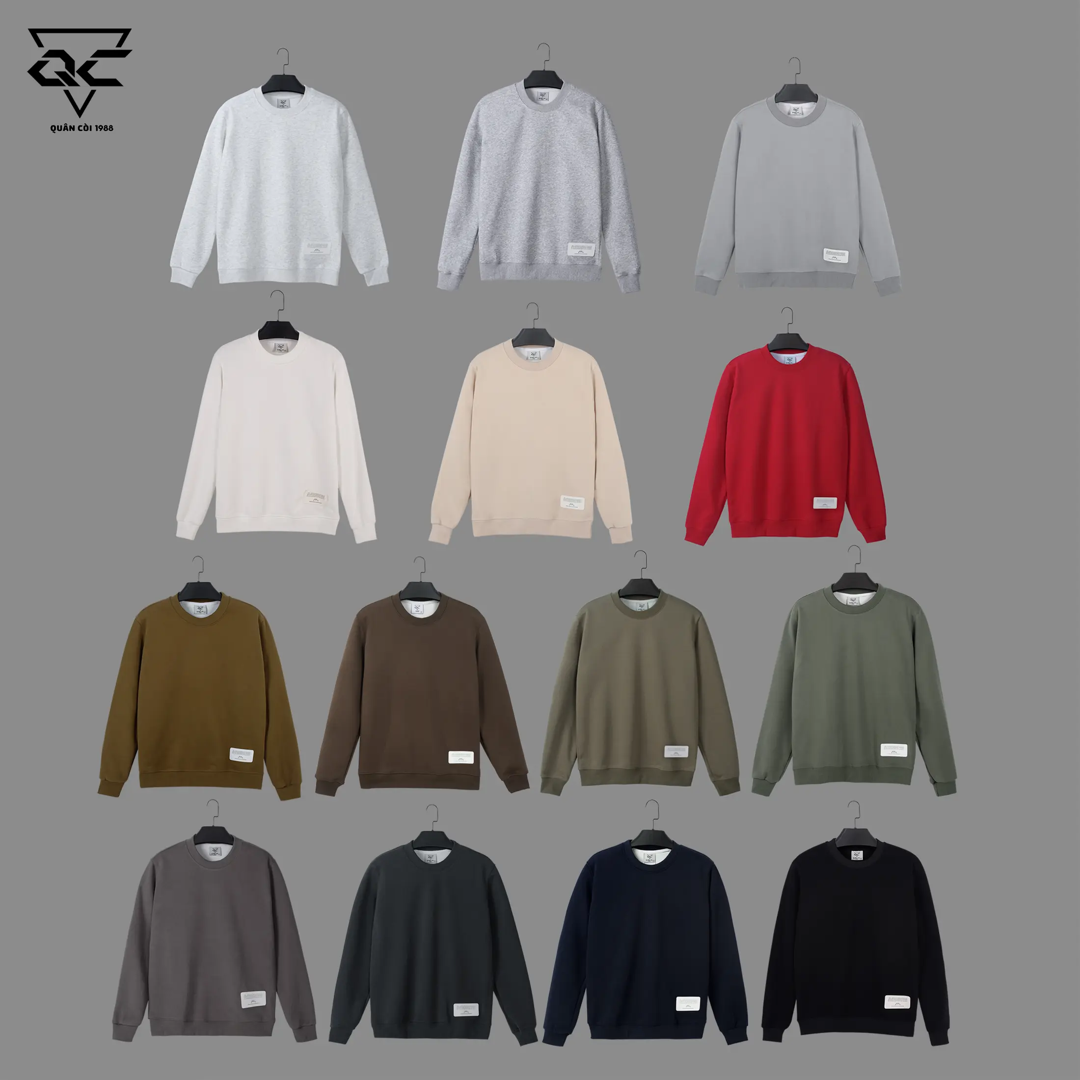 Áo sweaters  (GIẶT KHÔNG SỔ LÔNG)  Quân coif 1988 Nam nữ   chất liệu  ni hai da  cổ phối bo màu đen phối trắng  mã AT-205 be to & cao hoodies & sweaters polo Menswear Sọc Kem Có Cổ Shirt
